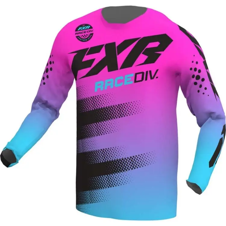 FXR Μπλούζα MX Clutch E-Pink / Sky Blue / Black